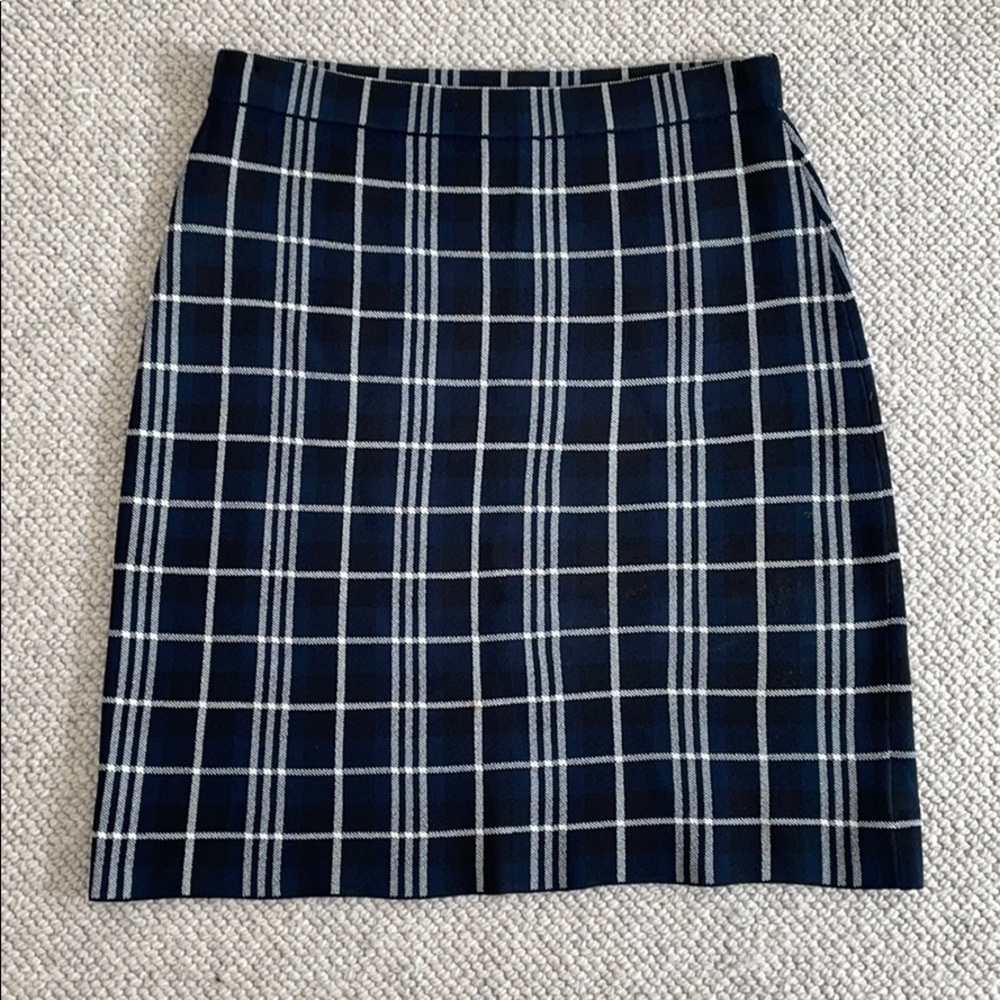 Theory plaid pencil skirt knit stretch black and white Medium